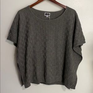 NWT Mud pie gray checkered poncho sweater one size
